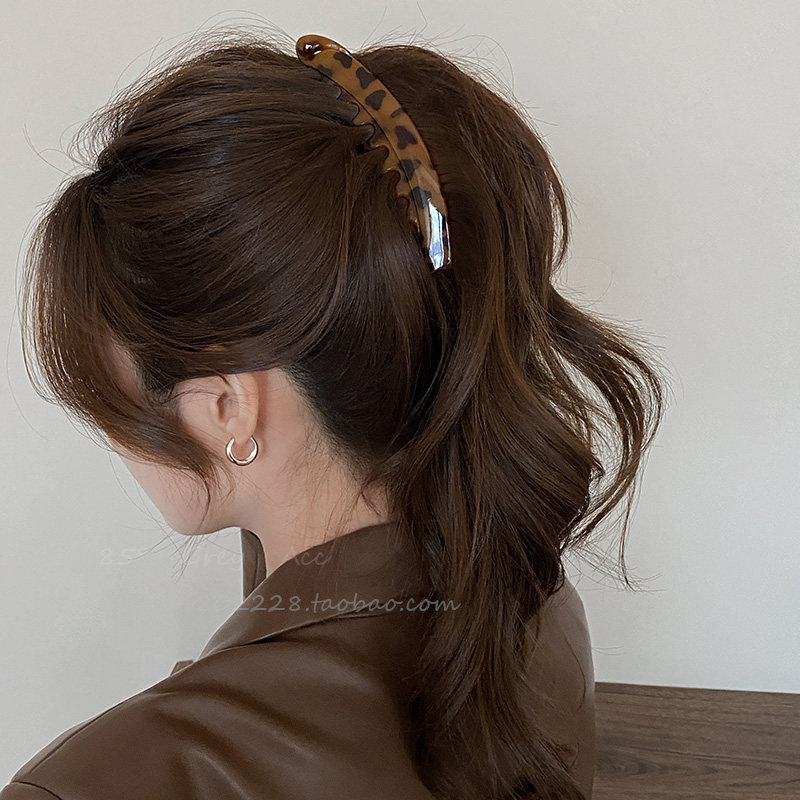 高级感懒人发量多豹纹香蕉夹