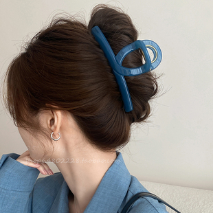 日韩简约大号亚克力发夹女小众设计发量多盘发抓夹时尚 百搭鲨鱼夹