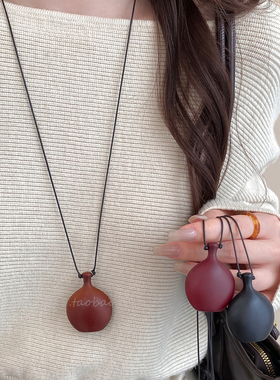 新中式设计感木质酒壶项链女百搭