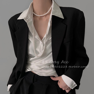 超长款时尚珍珠项链女可搭配可叠戴百搭春秋毛衣链气质简约锁骨链