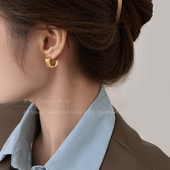 85度灰简约几何方形小耳圈耳钉女气质高级感百搭耳环小众极简耳饰