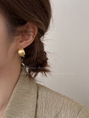 气质高级感拉丝半圆弧形耳钉女简约百搭耳环小众设计时尚 金属耳饰