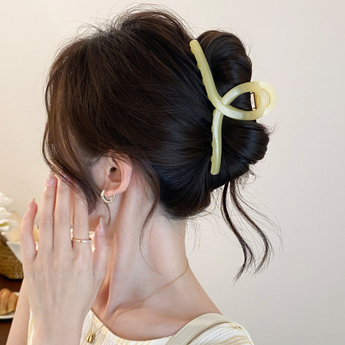 韩系简约果冻色细抓夹女后脑勺