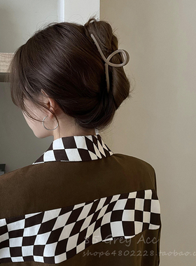 85度灰磨砂大号金属发夹女小众百搭气质鲨鱼夹后脑勺盘发抓夹发饰