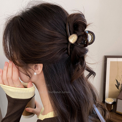 复古气质高级感巧克力色表盘发夹