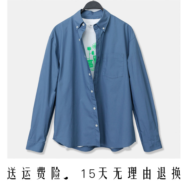 ZA男装翻领衬衣简约纯色衬衫