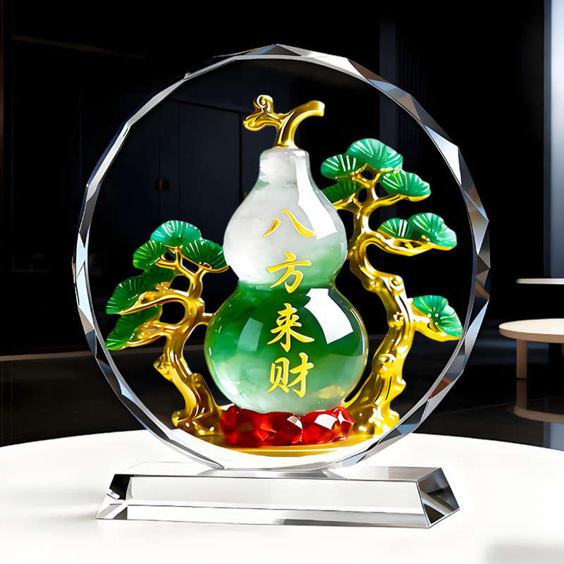 八方来财葫芦福禄水晶摆件客厅玄关办公室电视柜书房店铺桌面摆台,家居饰品,桌面摆件,淘宝优惠券,粉丝福利购,淘宝优惠卷
