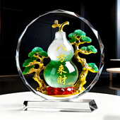 八方来财葫芦福禄水晶摆件客厅玄关办公室电视柜书房店铺桌面摆台