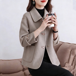 高端女双面呢大衣子秋冬韩版 双面毛呢外套潮 显瘦上衣小个洋气短款