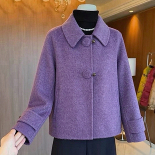 短款小个子妈妈毛呢外套女2026秋装新款中年洋气双面呢子羊毛大衣