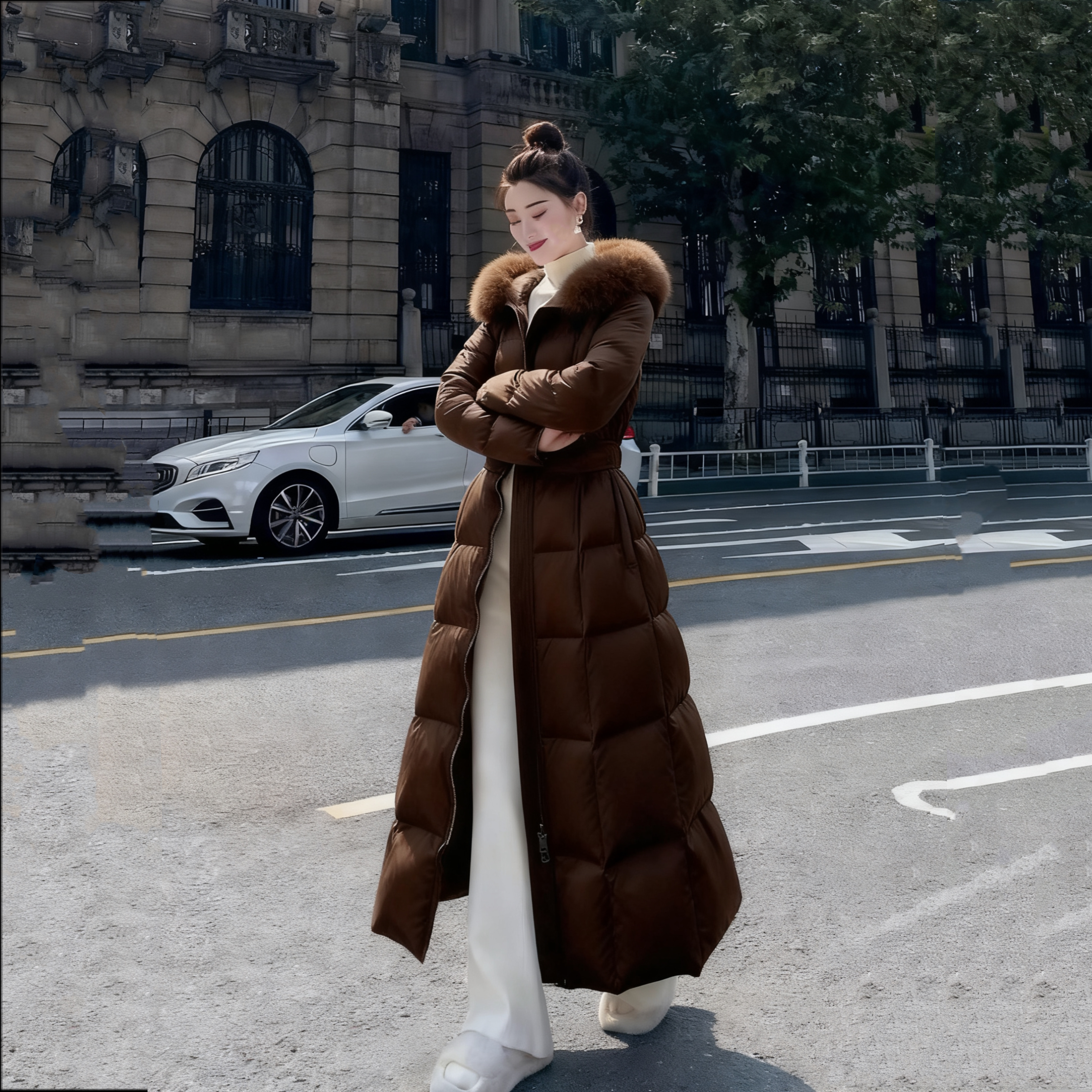 长款羽绒棉服女高端气质2025新款冬季大牌轻奢收腰修身棉袄大衣