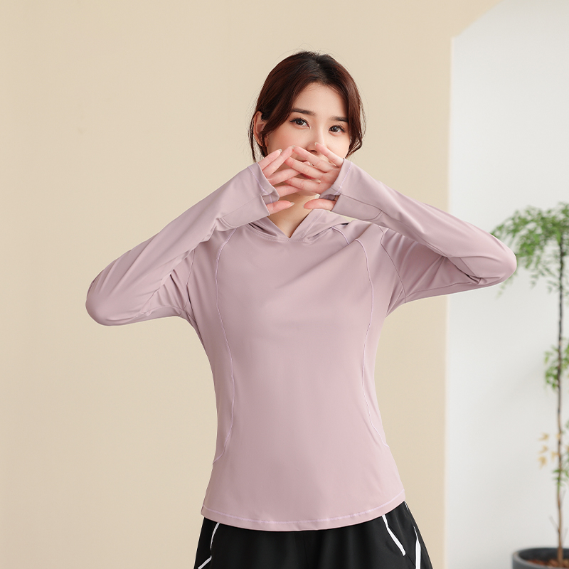 瑜伽服外套女宽松大码显瘦春春夏季速干连帽套头跑步健身运动上衣