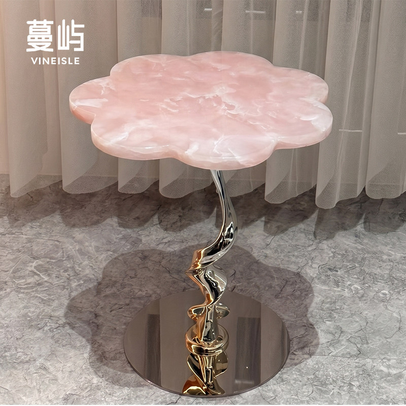 意式极简天然大理石小边几家用轻奢小户型异形创意奢石边几小茶几