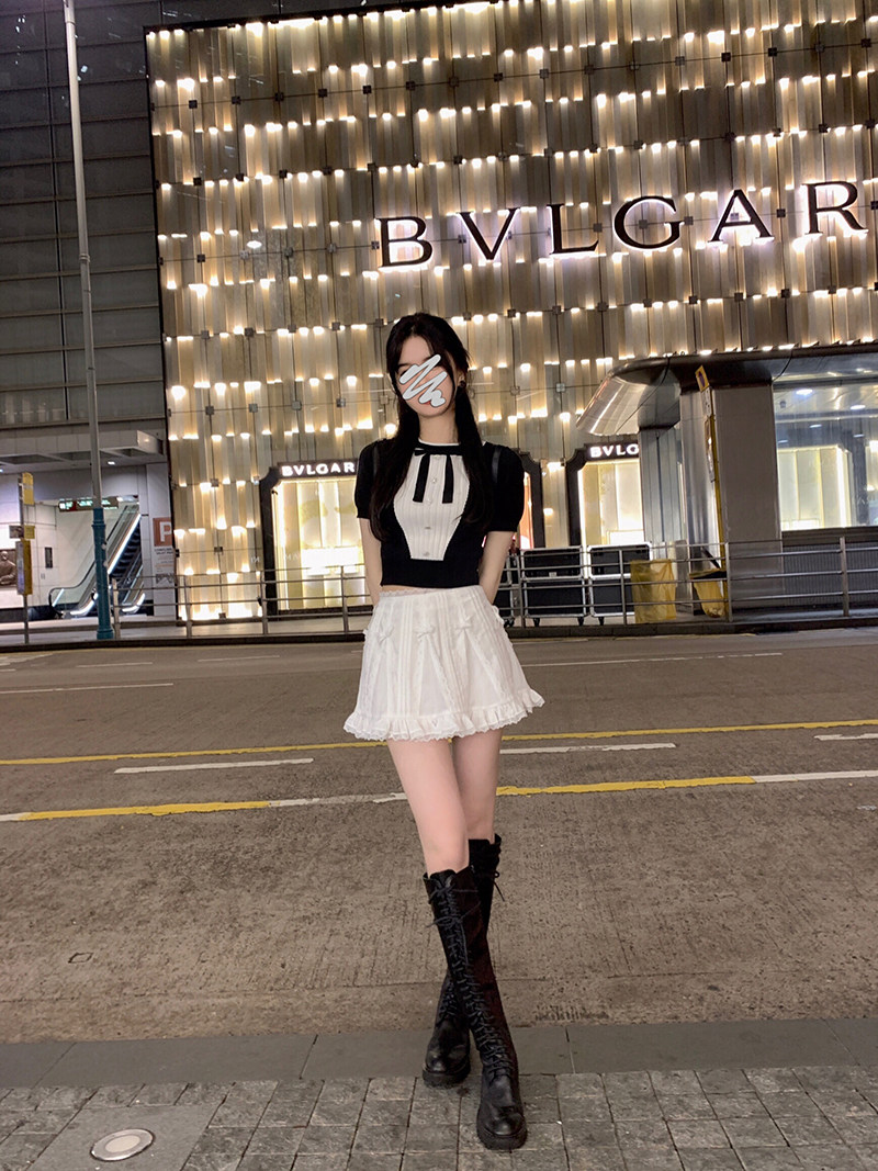 famouswang2023年夏季新款lisa重工蕾丝公主白色半身裙女小个子