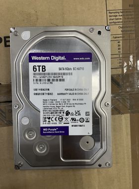 西部数据 WD62PURX硬盘6TB大容量紫盘PC机械硬盘监控专用高速读写