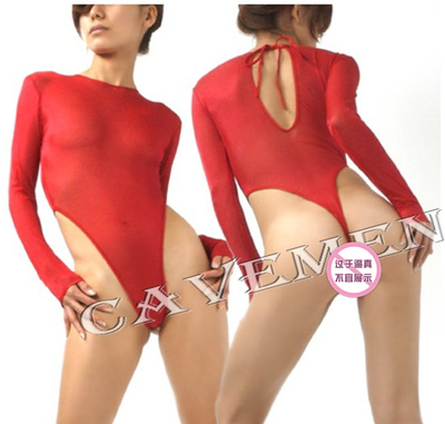 性感透视高叉体操服丁字裤健美操服长袖莱卡紧身衣瑜伽服限下少女