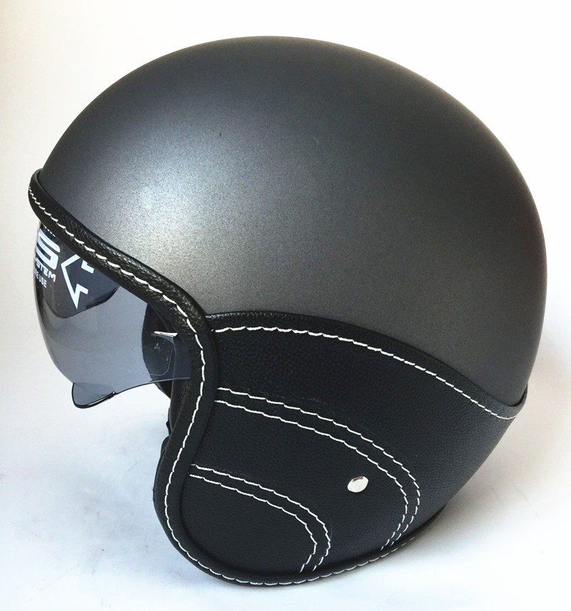 儿童成人哈雷皮革半盔男女通用四季多尺码机动车个性头盔厂家直销