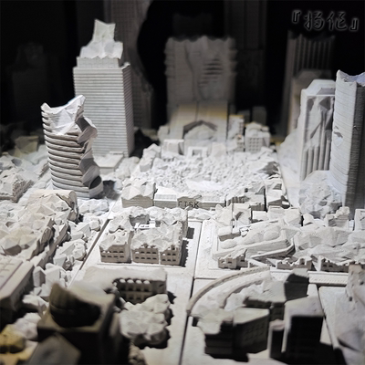 将作手造水泥建筑鱼缸水族布景造景城市怪兽废墟房屋楼群斗鱼缸