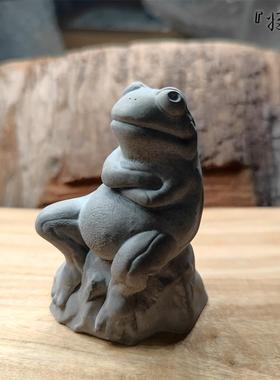 将作手造 水泥摆件微水泥鱼缸造景坐井观天蛙丑萌青蛙创意搞怪