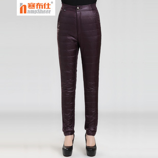 妈妈宽松休闲羽绒裤 寒布仕羽绒裤 女士中老年外穿高腰保暖小脚靴裤