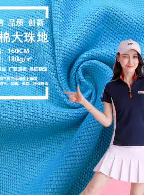 大珠地网眼布全涤吸湿排汗透气面料polo衫短袖黑色工作服校服布料