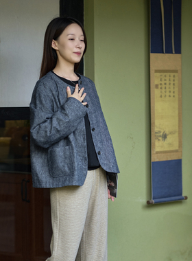 25QDA-004【花青入墨】前世今生复古日常基础款圆领短外套