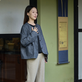 25QDA-004【花青入墨】前世今生复古日常基础款圆领短外套