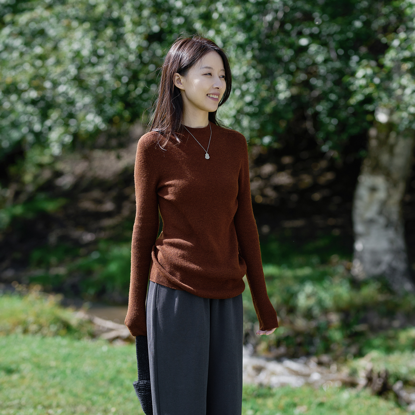 简约文艺立领针织羊毛套头衫