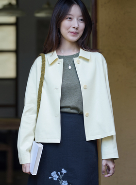 25QDA-030【东风】前世今生简约文艺经典翻领纯色插肩袖短外套