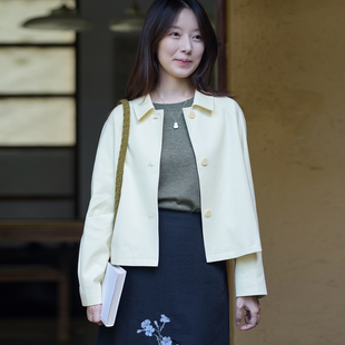 25QDA-030【东风】前世今生简约文艺经典翻领纯色插肩袖短外套