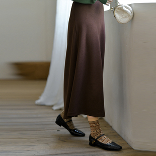 前世今生复古通勤文艺大摆针织长款 桂月 254 半身裙 23QDC