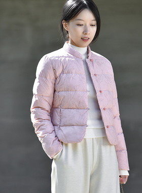 24QDA-222【如玉】前世今生复古新中式立领直门襟印花羽绒服