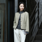 069 秋窗月 前世今生经典 24QDA 文艺圆领粗纺毛呢修身 短外套