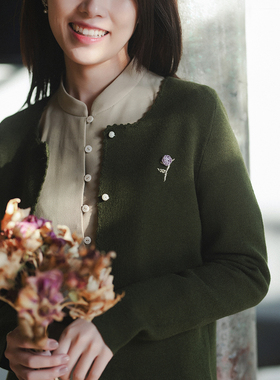 不.退换6-22CXM-003【芳菲时序】前世今生复古文艺直身型针织开衫