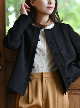7-24QDA-033【星辰夜影】前世今生复古新中式圆领一字扣短外套