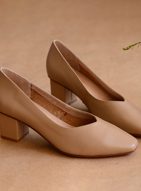 21CXS-002【春满路】前世今生温婉通勤百搭尖头低帮牛皮高跟鞋