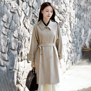 前世今生复古温婉文艺大翻领系绳风衣 小庭月色 21QDA 074