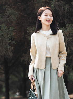 85-21QDA-018【诗笺】前世今生复古温婉文艺圆领长袖短外套