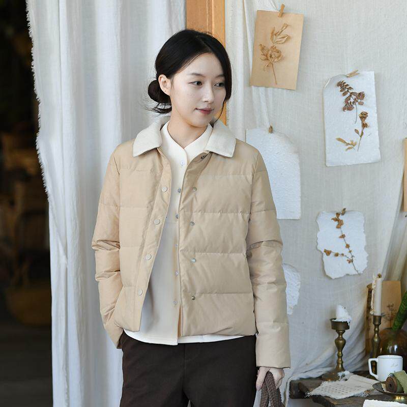 前世今生复古文艺羽绒服撞色翻领