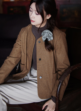 7-23QDA-283【月色温凉】前世今生经典复古文艺格子秋季外套