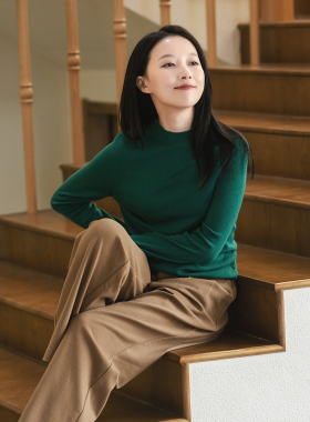 22QDM-060【杨柳春烟】前世今生简约文艺半高领羊毛混纺针织打底