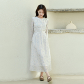 长袖 连衣裙 小诗 前世今生温婉文艺圆领印花修身 24QDC 058