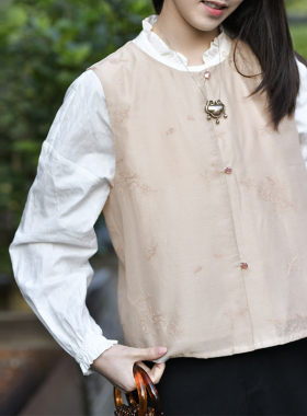 25CXA-099【灼灼花影】前世今生复古浪漫圆领直门襟绣花马夹