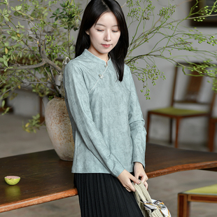 24QDA 立领斜襟长袖 140 前世今生新中式 上衣 暮山紫 不.退换6