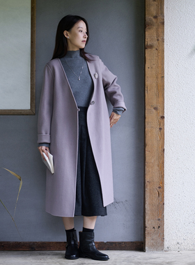 25QDA-334【云边煮雪】前世今生复古优雅气质宽松舒适羊毛大衣