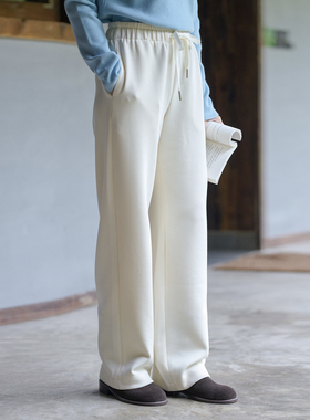 25QDK-337【柳轻云】前世今生复古通勤文艺柔软亲肤系带直筒裤