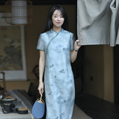 226 短袖 春深 传统色彩印花修身 旗袍 前世今生复古新中式 25CXC