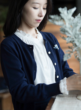 23QDM-002【一帘风月】前世今生温婉文艺云朵刺绣圆领羊毛开衫