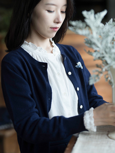 23QDM-002【一帘风月】前世今生温婉文艺云朵刺绣圆领羊毛开衫