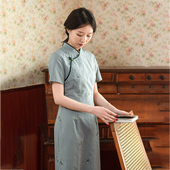 前世今生复古温婉文艺斜襟立领绣花旗袍 惜花谣 21CXC 109